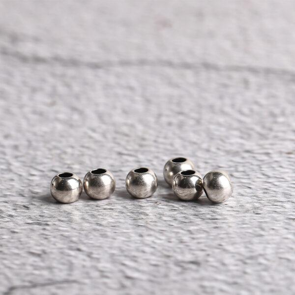 simple round shape big hole s925 sterling silver bead - Image 4
