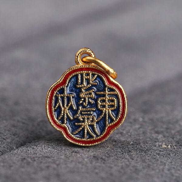 gild sterling silver flower shape charm, blue and red enamel bead, 2 pieces / 5 pieces - Image 4