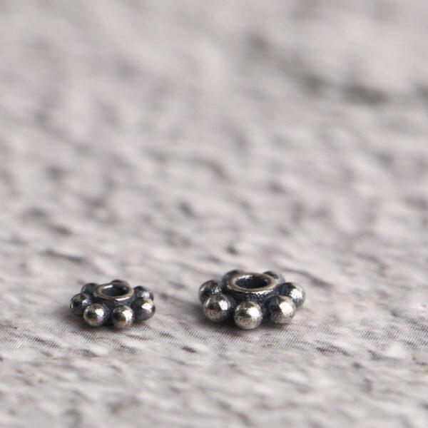 snowflake shape s925 sterling silver bead, oxidized silver flower bead - Image 4