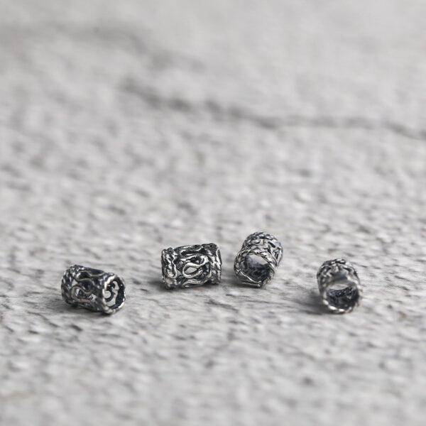 hollow flower pattern tube shape s925 sterling silver bead, oxidized silver bead - Image 4