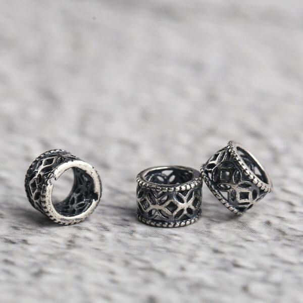 hollow flower pattern ring shape s925 sterling silver bead, oxidized silver bead - Image 4