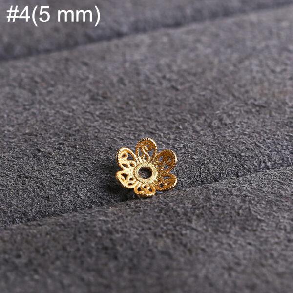 hollow flower shape gild s925 sterling silver bead caps, golden filigree bead - Image 7
