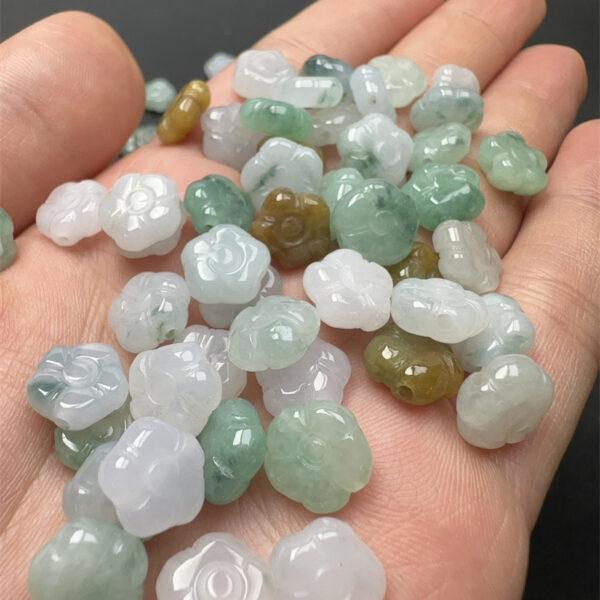 nice oblate flower shape genuine natural icy colorful jadeite bead, jade bead - Image 3