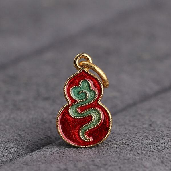 gild sterling silver cloud pattern gourd shape charm, red and blue enamel flower bead, 5 pieces / 10 pieces - Image 4