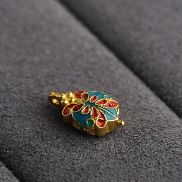 gild sterling silver butterfly shape charm, red and green enamel bead, 2 pieces / 5 pieces - Image 4