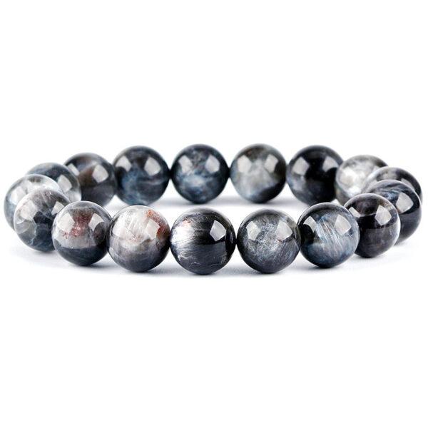 7mm - 12mm round shape 7A natural heliolite black sun stone beaded bracelet - Image 5