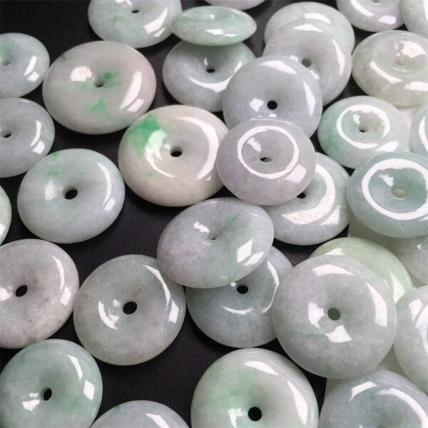 simple rondelle shape genuine natural green texture jadeite bead, jade bead - Image 5