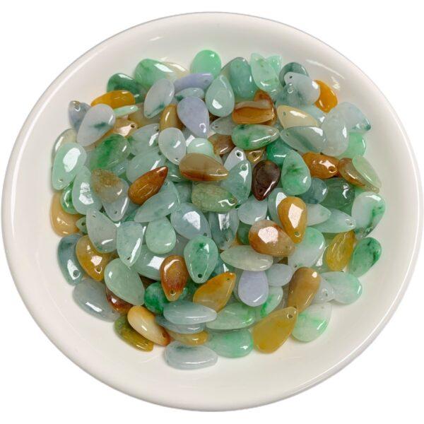 20 pc / 50 pcs droplet shape genuine natural colorful jadeite charm, jade charm bead - Image 5
