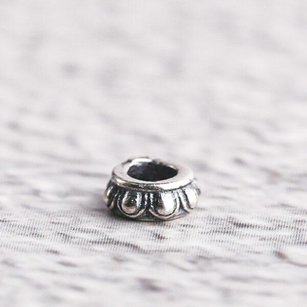 lotus flower pattern rondelle shape s925 sterling silver bead, oxidized silver bead - Image 5