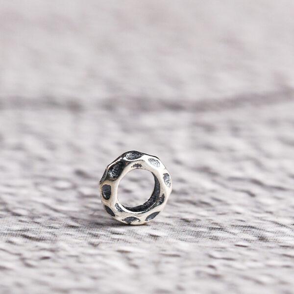 pits surface ring shape s925 sterling silver bead, oxidized silver bead - Image 5