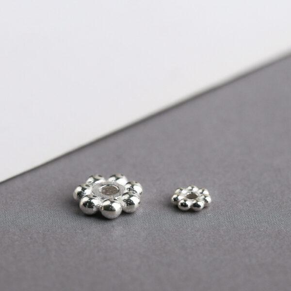 nice snowflake pattern rondelle shape s925 sterling silver bead - Image 5