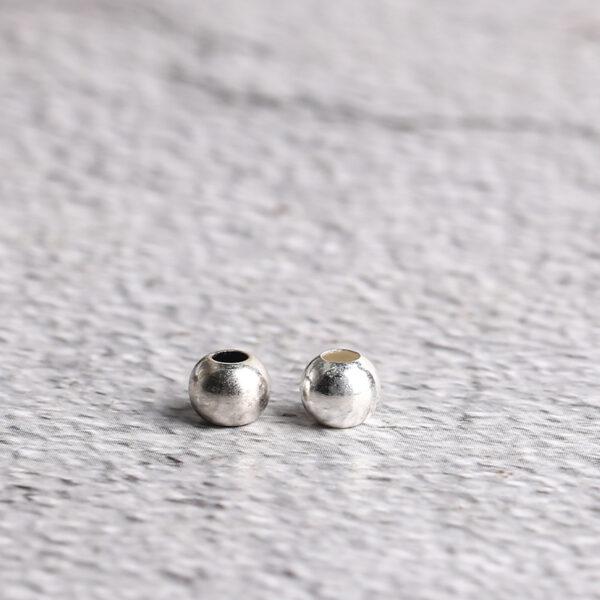 simple round shape big hole s925 sterling silver bead - Image 5