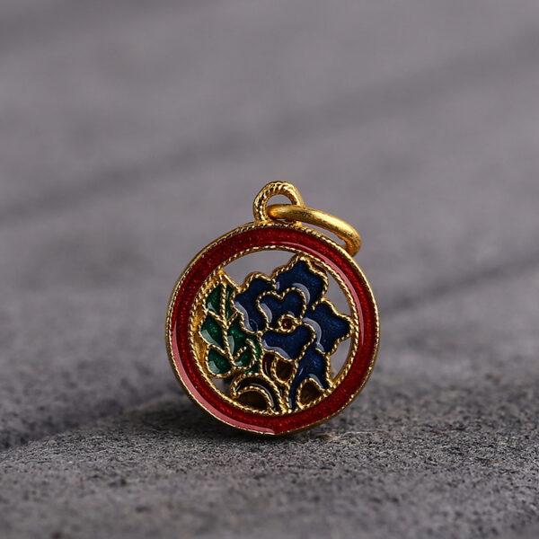 gild sterling silver hollow rose flower shape charm, round enamel bead, 2 pieces / 5 pieces - Image 5