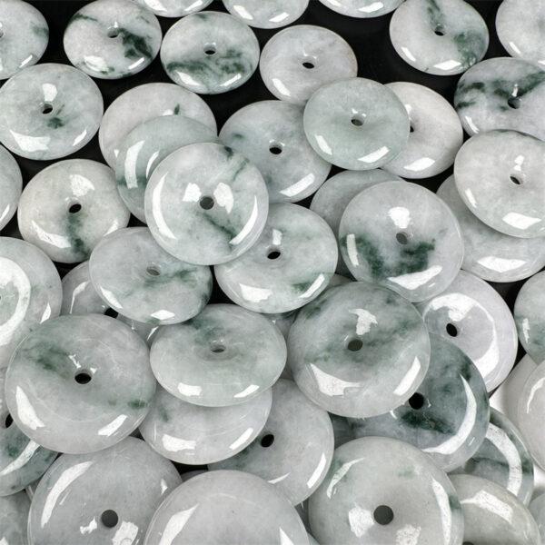 simple rondelle shape genuine natural mixed green texture jadeite bead, jade bead - Image 5