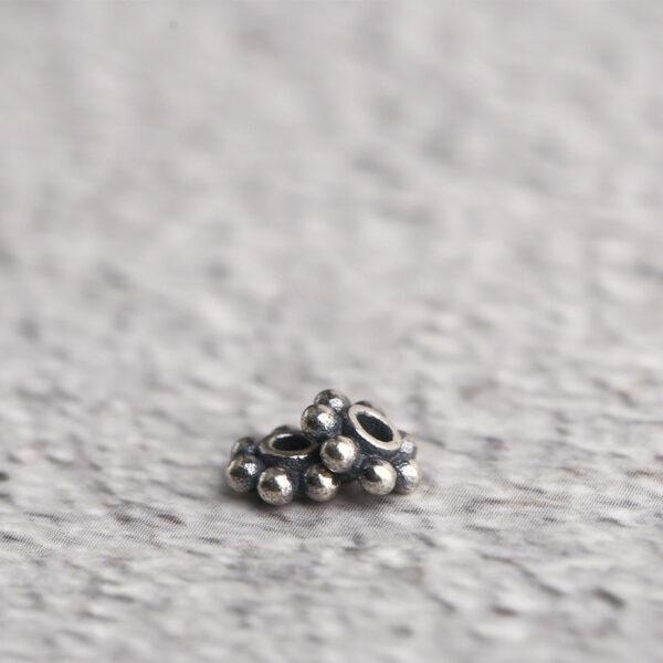 snowflake shape s925 sterling silver bead, oxidized silver flower bead - Image 5