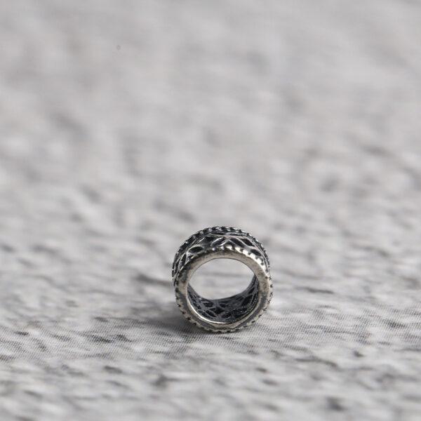 hollow flower pattern ring shape s925 sterling silver bead, oxidized silver bead - Image 5