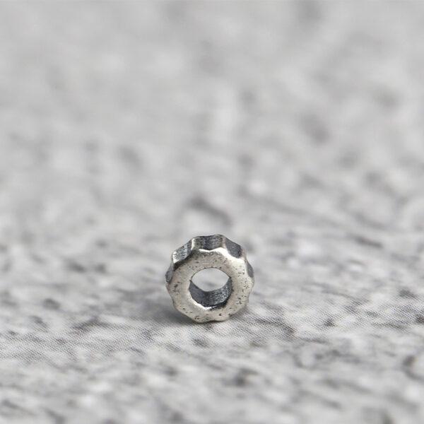 simple gear shape s925 sterling silver bead, oxidized silver bead - Image 4