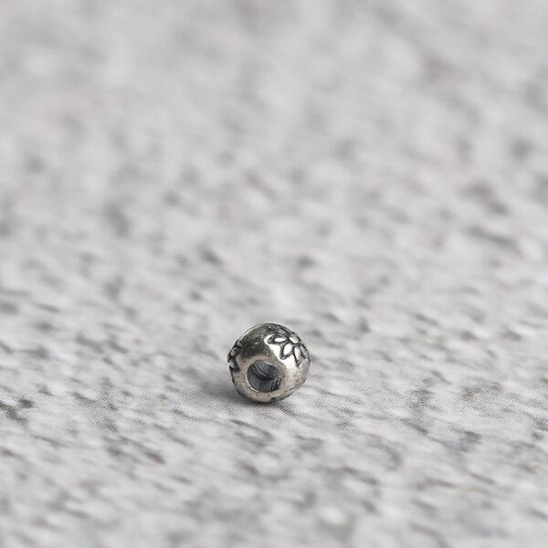 lotus flower pattern oblate shape s925 sterling silver bead, oxidized silver bead - Image 5