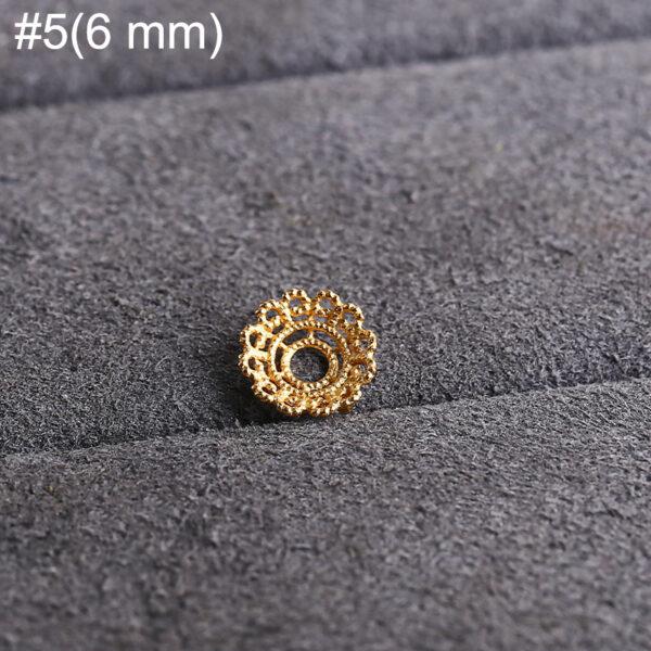 hollow flower shape gild s925 sterling silver bead caps, golden filigree bead - Image 8
