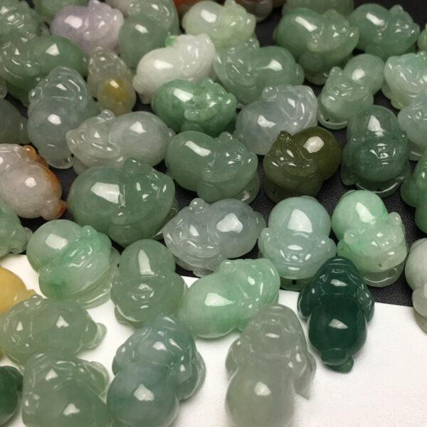 retro three-legged golden toad shape genuine natural icy colorful jadeite charm, jade charm bead - Image 5