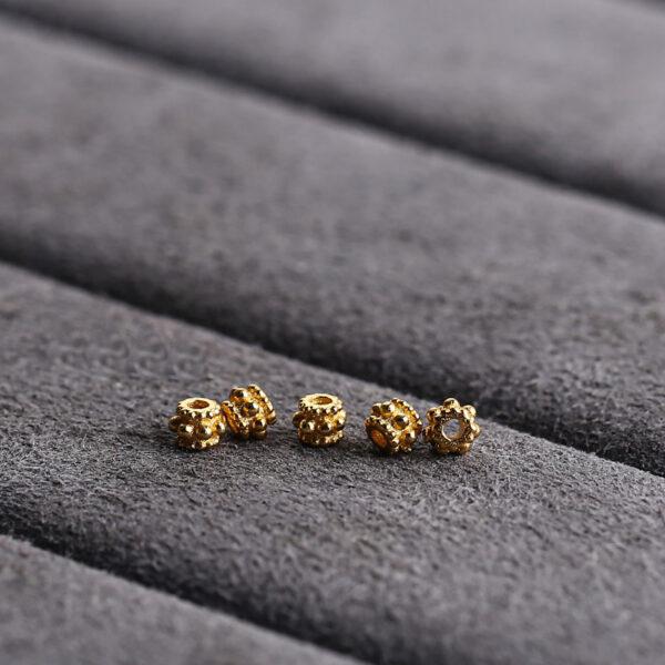 small bumps pattern ring shape gild s925 sterling silver bead, golden ring bead - Image 5