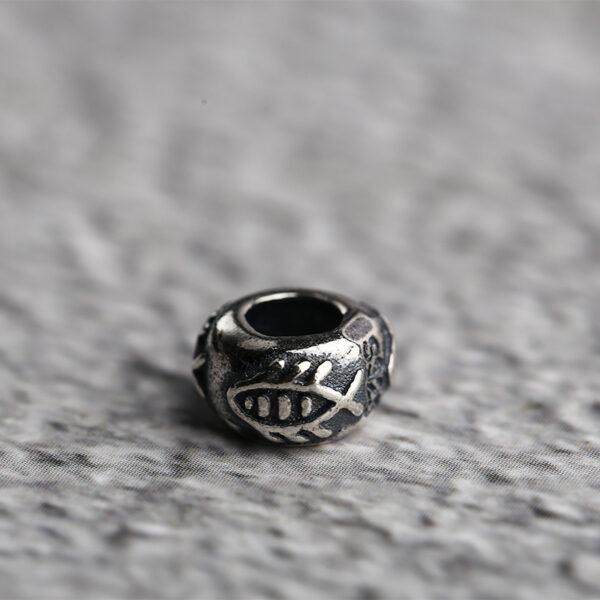 fish pattern rondelle shape s925 sterling silver bead, oxidized silver bead - Image 5