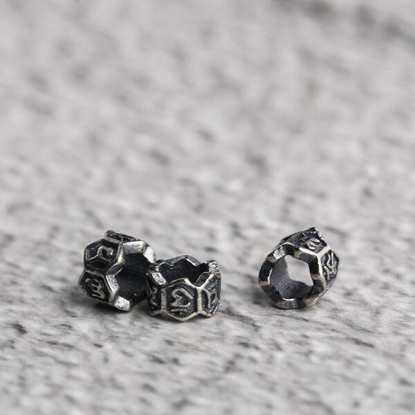 Buddhist six-syllable mantra pattern ring shape s925 sterling silver bead, oxidized silver ring bead - Image 5