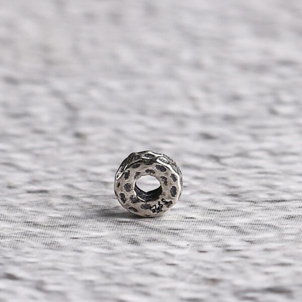 small pits pattern rondelle shape s925 sterling silver bead, oxidized silver bead - Image 5