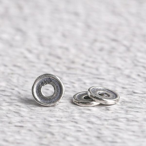 simple gasket shape s925 sterling silver bead, oxidized silver bead - Image 5