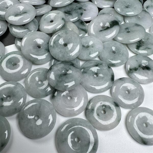 simple rondelle shape genuine natural mixed green texture jadeite bead, jade bead - Image 6