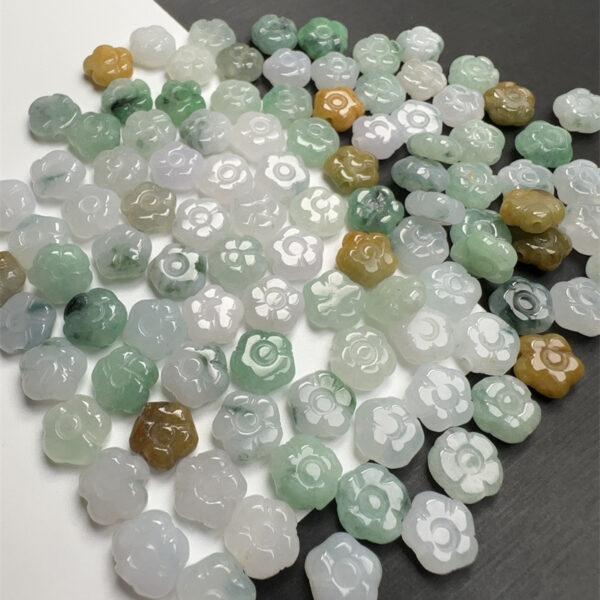 nice oblate flower shape genuine natural icy colorful jadeite bead, jade bead - Image 6