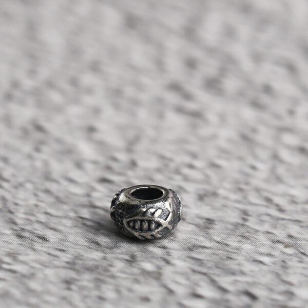 fish pattern rondelle shape s925 sterling silver bead, oxidized silver bead - Image 6
