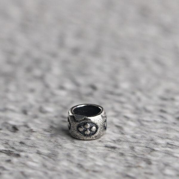 flower pattern ring shape s925 sterling silver bead, oxidized silver ring bead - Image 6