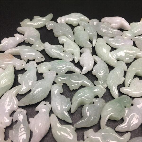 magpie bird shape genuine natural jadeite charm, jade charm bead - Image 4
