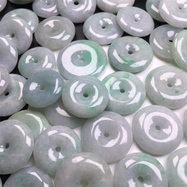 simple rondelle shape genuine natural green texture jadeite bead, jade bead - Image 6