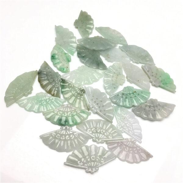 retro fan shape genuine natural jadeite charm, jade charm bead - Image 8