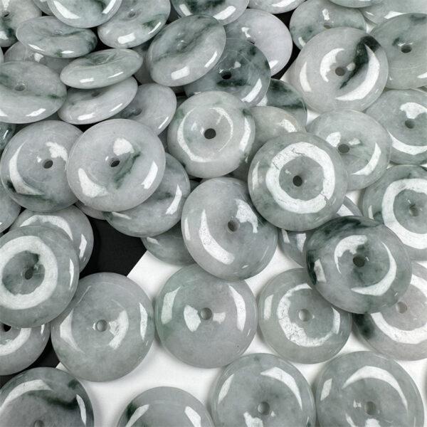 simple rondelle shape genuine natural mixed green texture jadeite bead, jade bead - Image 7