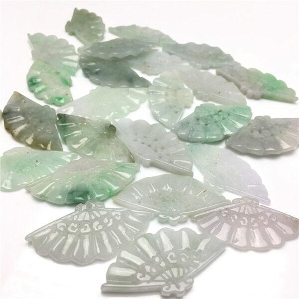 retro fan shape genuine natural jadeite charm, jade charm bead - Image 9