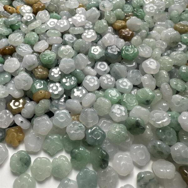 nice oblate flower shape genuine natural icy colorful jadeite bead, jade bead - Image 8