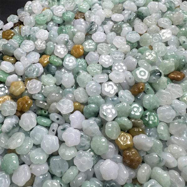 nice oblate flower shape genuine natural icy colorful jadeite bead, jade bead - Image 9