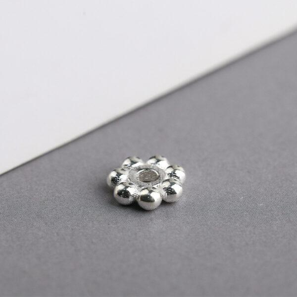 nice snowflake pattern rondelle shape s925 sterling silver bead - Image 6
