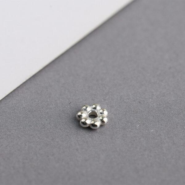 nice snowflake pattern rondelle shape s925 sterling silver bead - Image 7