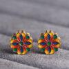 gild sterling silver four leaf flower shape bead, colorful enamel flower bead