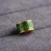 gild sterling silver fret pattern cylindrical shape bead, green enamel bead