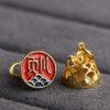 gild sterling silver fish on wave shape hollow stamp charm bead, red enamel stamp charm
