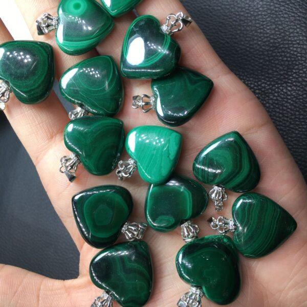 heart shape natural malachite bead charm
