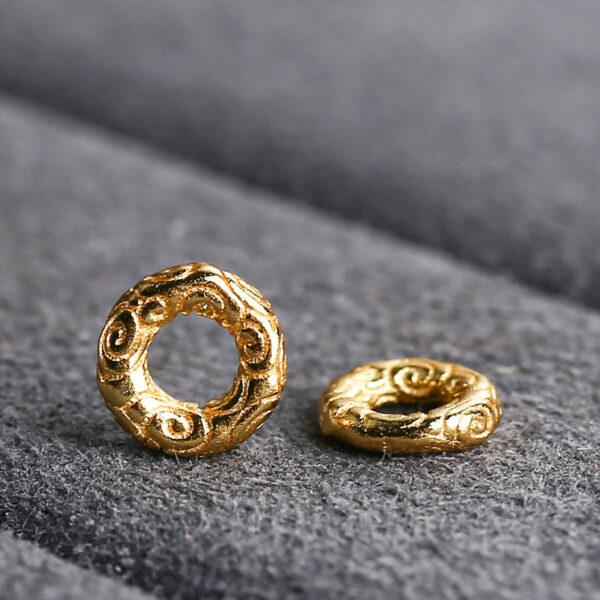 cloud pattern ring shape s925 sterling silver bead, golden jump ring bead