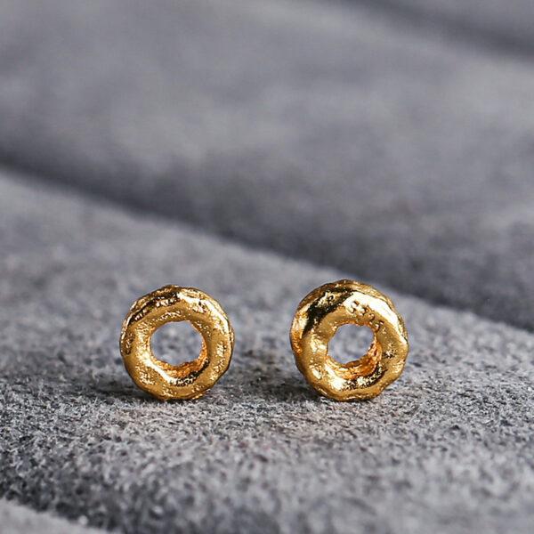 small pits pattern rondelle shape gild s925 sterling silver bead, golden rondelle bead