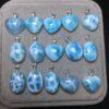 heart and oval shape natural larimar bead sterling silver charm