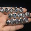 oval shape natural Black Rutilated Quartz bead inlaid sterling silver charm